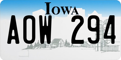 IA license plate AOW294