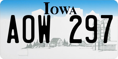 IA license plate AOW297