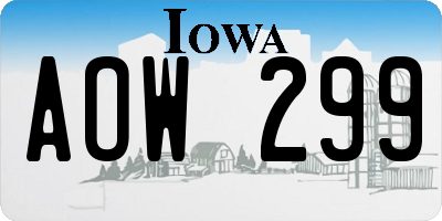 IA license plate AOW299