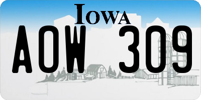 IA license plate AOW309