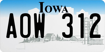 IA license plate AOW312