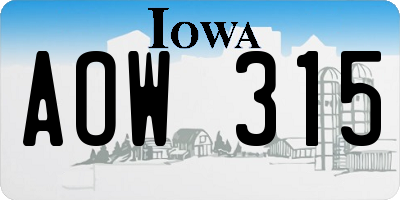 IA license plate AOW315