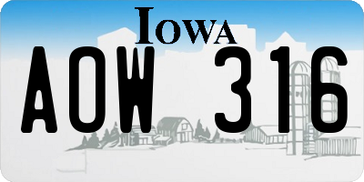 IA license plate AOW316