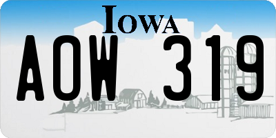 IA license plate AOW319