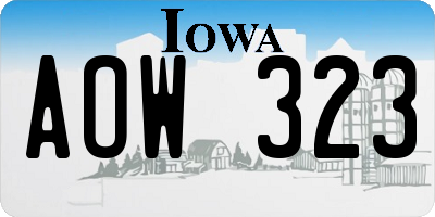 IA license plate AOW323