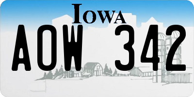 IA license plate AOW342