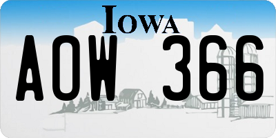 IA license plate AOW366