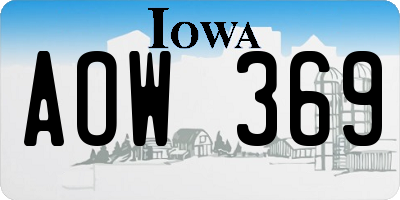 IA license plate AOW369