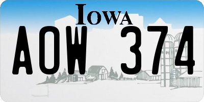 IA license plate AOW374