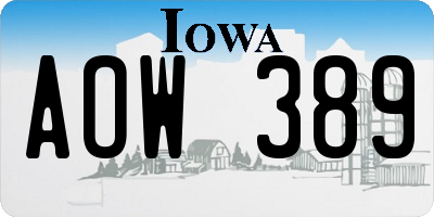 IA license plate AOW389