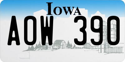 IA license plate AOW390