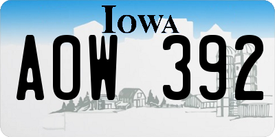 IA license plate AOW392