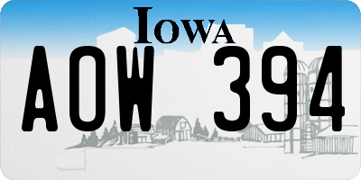 IA license plate AOW394