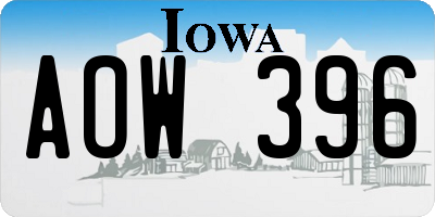 IA license plate AOW396