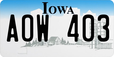IA license plate AOW403