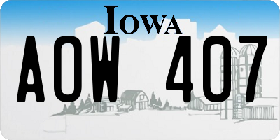 IA license plate AOW407