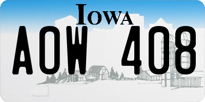 IA license plate AOW408