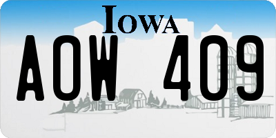 IA license plate AOW409