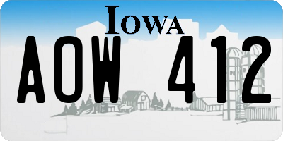 IA license plate AOW412