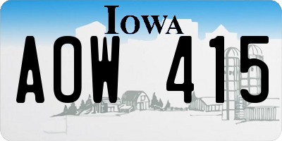 IA license plate AOW415