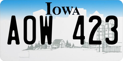 IA license plate AOW423