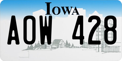 IA license plate AOW428