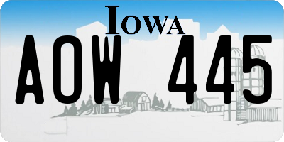 IA license plate AOW445