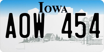IA license plate AOW454