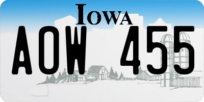 IA license plate AOW455