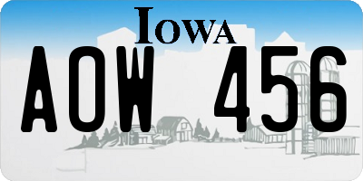 IA license plate AOW456