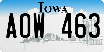 IA license plate AOW463