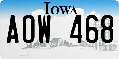 IA license plate AOW468