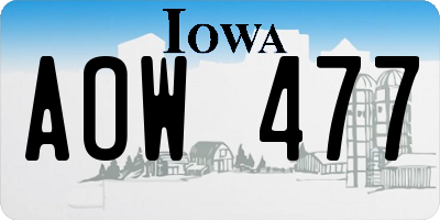 IA license plate AOW477