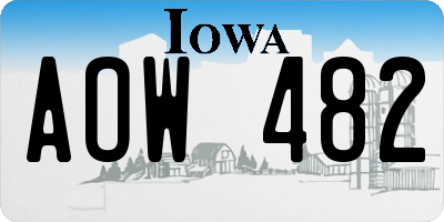 IA license plate AOW482