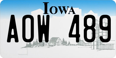IA license plate AOW489