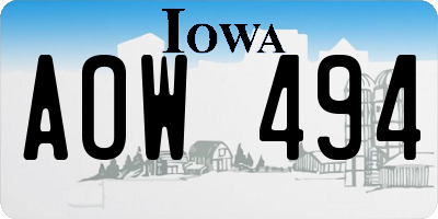 IA license plate AOW494