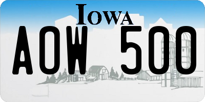 IA license plate AOW500