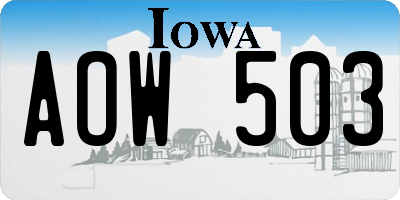 IA license plate AOW503
