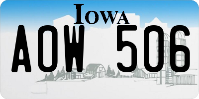 IA license plate AOW506