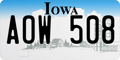 IA license plate AOW508