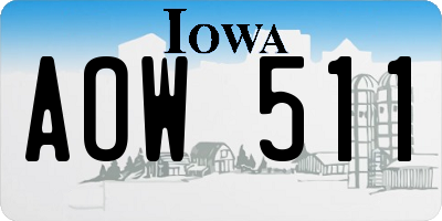 IA license plate AOW511