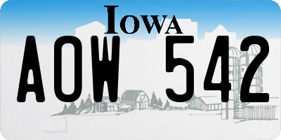 IA license plate AOW542