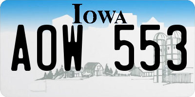 IA license plate AOW553