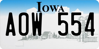 IA license plate AOW554