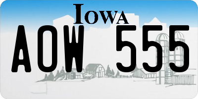 IA license plate AOW555