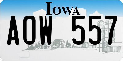 IA license plate AOW557
