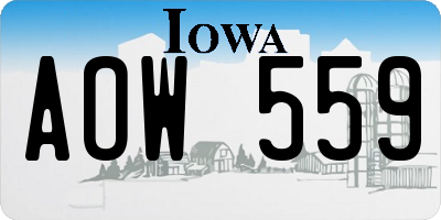 IA license plate AOW559