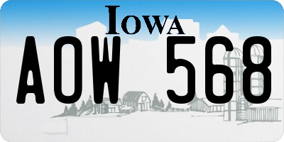 IA license plate AOW568
