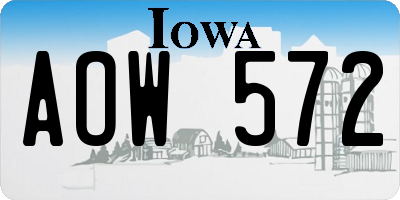 IA license plate AOW572