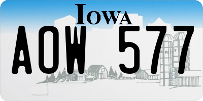 IA license plate AOW577